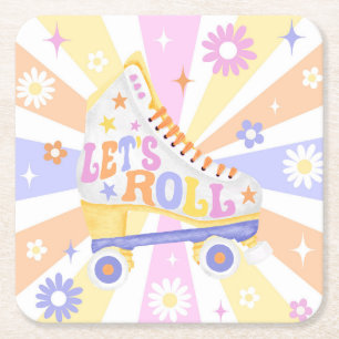Dessous De Verre Carré Roller Roller Rink fête d'anniversaire