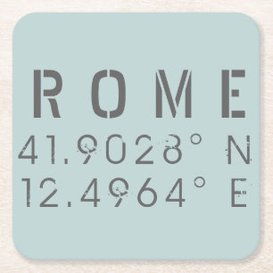 Dessous De Verre Carré Rome Latitude et Longitude
