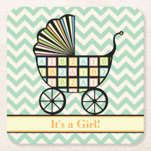 Dessous De Verre Carré Ronds de papier pour Baby Shower Chariot de blocs