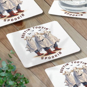 Dessous De Verre Carré Rootin Tootin Spookin Western Ghosts Texte personn