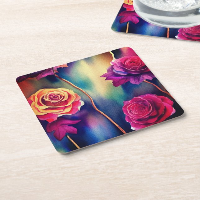 Dessous De Verre Carré Rose (Incliné)
