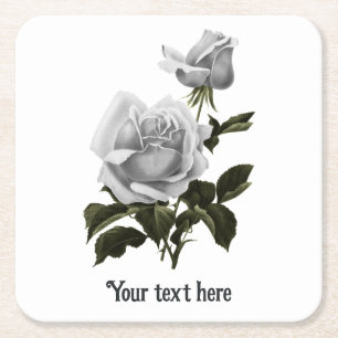 Dessous De Verre Carré Rose blanche Grimoire