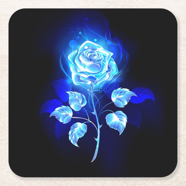 Dessous De Verre Carré Rose bleu brûlant (Devant)