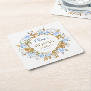 Dessous De Verre Carré Rose Bridal Bleue Dorée