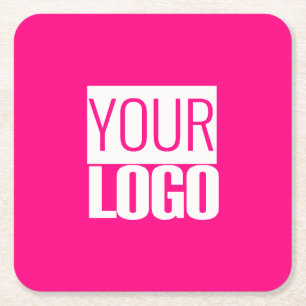 Dessous De Verre Carré Rose chaud - ajouter le logo gras