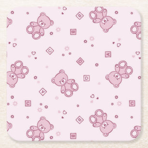 Dessous De Verre Carré Rose d'arrière - plan de nounours