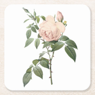 Dessous De Verre Carré rose de thé parfumé par Redouté