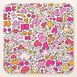 Dessous De Verre Carré rose drôle