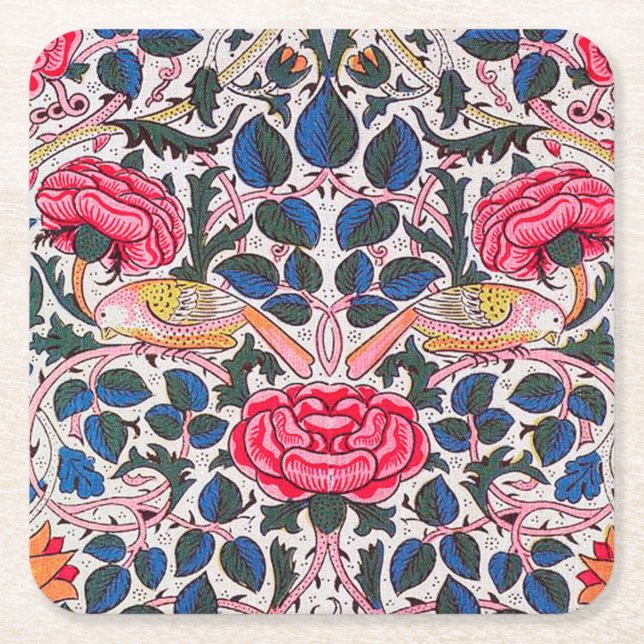 Dessous De Verre Carré Rose et Bird, William Morris (Devant)