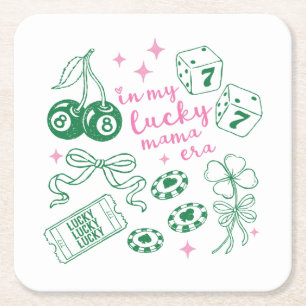 Dessous De Verre Carré Rose et Vert Dans Mon Ère Lucky Mama St Patricks D