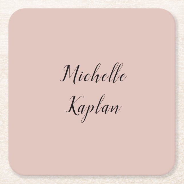 Dessous De Verre Carré Rose Gold Modern Professional Nom exclusif (Devant)