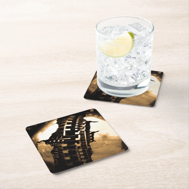 Dessous De Verre Carré Rose Gold Steampunk (En situation)