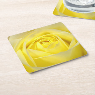 Dessous De Verre Carré Rose jaune