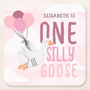 Dessous De Verre Carré Rose One Silly Goose 1er anniversaire