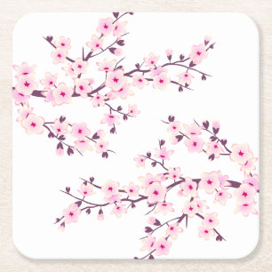 Dessous De Verre Carré Rose Pâle de Cerisier