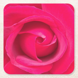 Dessous De Verre Carré Rose rose rouge romantique