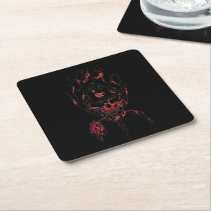 Dessous De Verre Carré rose rouge