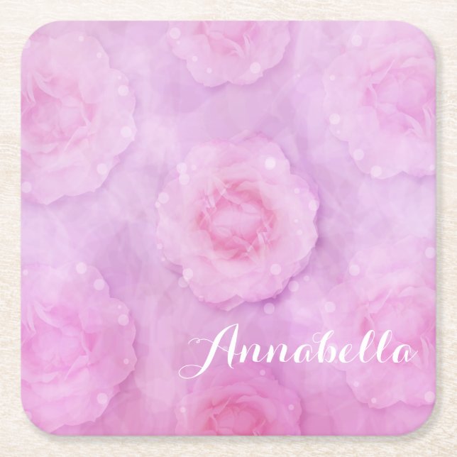 Dessous De Verre Carré Roses aquarelle (Devant)
