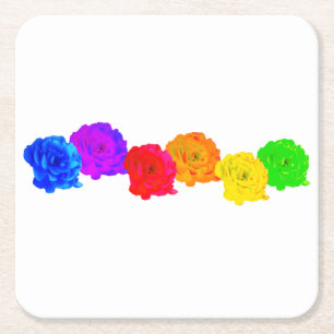 Dessous De Verre Carré Roses arc-en-ciel
