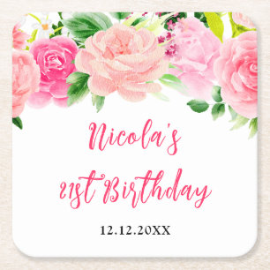 Dessous De Verre Carré Roses Roses Florales Anniversaire