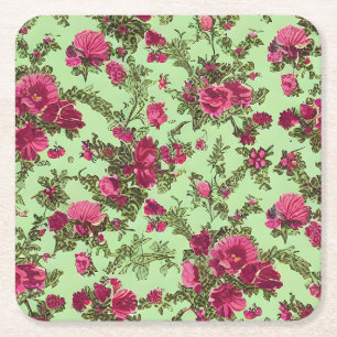 Dessous De Verre Carré Roses roses victoriennes