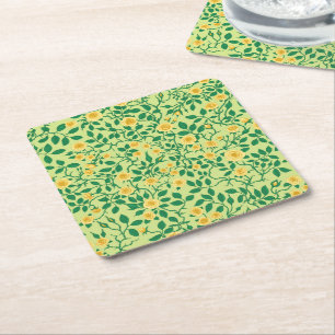 Dessous De Verre Carré Roses sauvages en jaune et vert