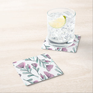Dessous De Verre Carré Roses violets