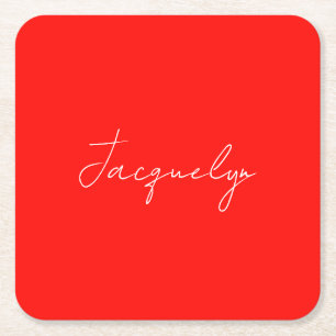 Dessous De Verre Carré Rouge Couleur Plain Élégant Moderne Minimaliste No