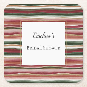 Dessous De Verre Carré Rouge Fard Vert Rose Rayures Mariage