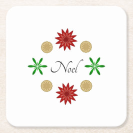 Dessous De Verre Carré Rouge vert et or Noel