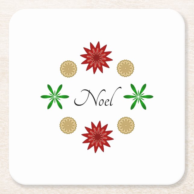 Dessous De Verre Carré Rouge vert et or Noel (Devant)