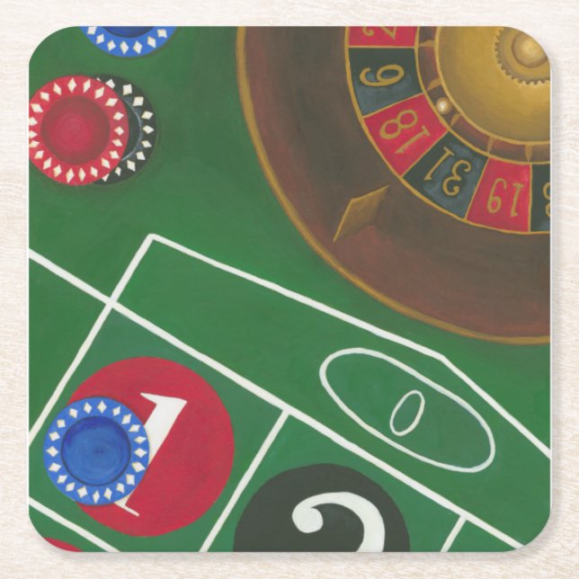 Dessous De Verre Carré Roulette Table avec puces et roue (Devant)