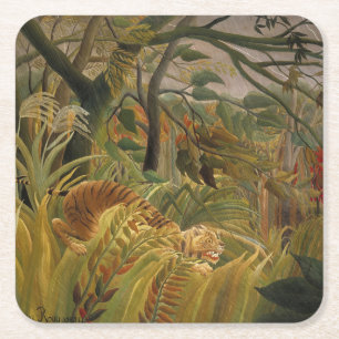 Dessous De Verre Carré Rousseau Jungle Tropical Tiger Art