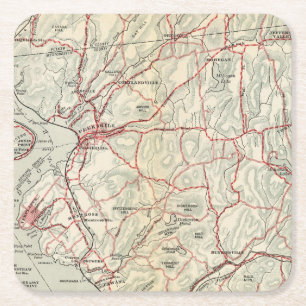 Dessous De Verre Carré Routes de bicyclette à New York et Connecticut 2