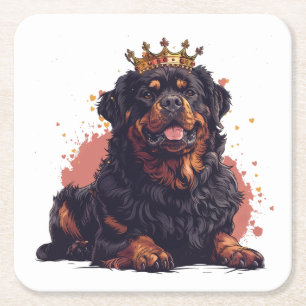 Dessous De Verre Carré Royal Rottweiler Dog Queen Crown