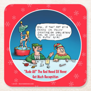 Dessous De Verre Carré Rude Alf Drôle Elf de Noël