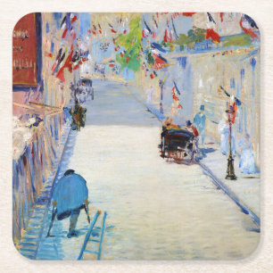 Dessous De Verre Carré Rue avec drapeaux français, Manet