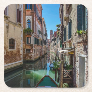 Dessous De Verre Carré Rue étroite avec canal à Venise