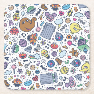 Dessous De Verre Carré Rue Sésame   Sesame Pals DoodMotif
