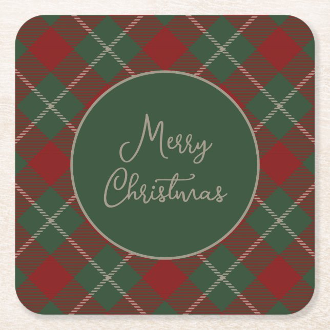 Dessous De Verre Carré Russe Noël Tartan Plaid Motif (Devant)