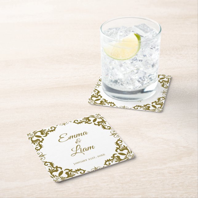 Dessous De Verre Carré Rustic Mexican Wedding Paper Coasters (En situation)