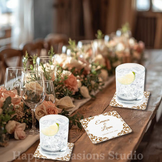 Dessous De Verre Carré Rustic Mexican Wedding Paper Coasters