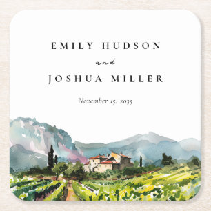 Dessous De Verre Carré Rustic Winery Mariage paysage