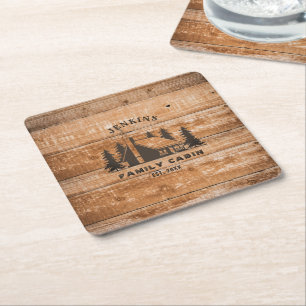 Dessous De Verre Carré Rustic Wood Pine Forest Cabin Lodge Personalized