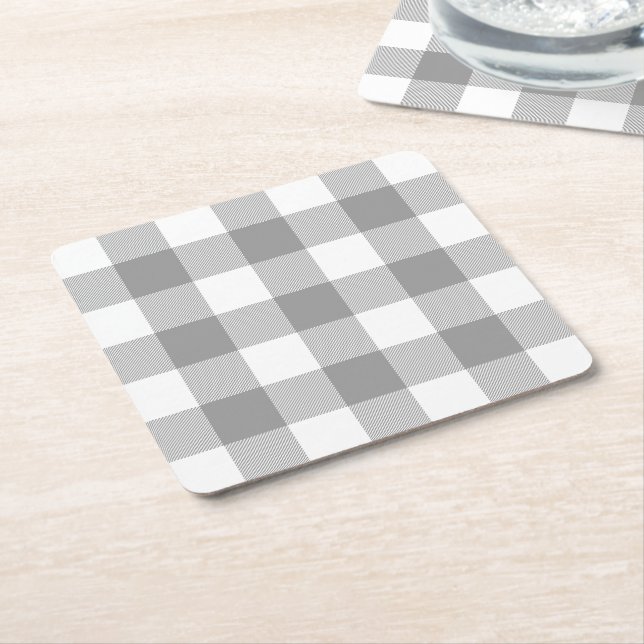 Dessous De Verre Carré Rustique Agriturismo Buffalo gris Check Plaid (Incliné)