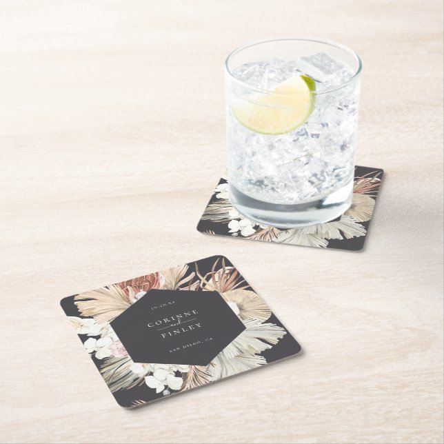 Dessous De Verre Carré Rustique Boho-Chic Personnalisé (En situation)