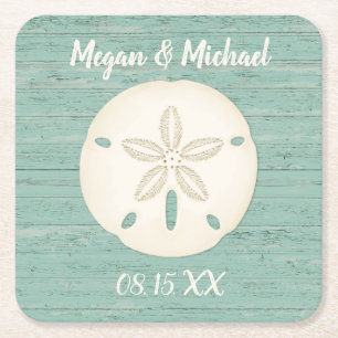 Dessous De Verre Carré Sable Dollar Rustic Beach
