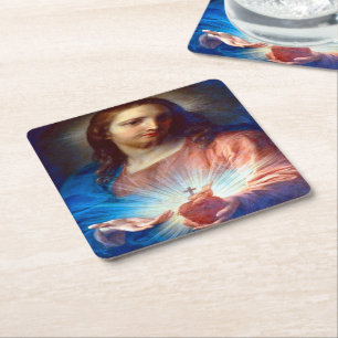 Dessous De Verre Carré Sacré Coeur de Jésus