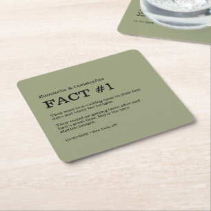 Dessous De Verre Carré Sage Green White Mariage fait