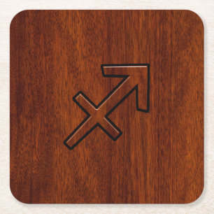 Dessous De Verre Carré Sagittarius Zodiac Connexion Mahogany Style Bois